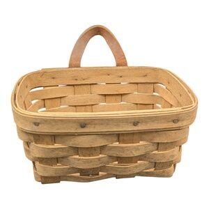 Longaberger Small Rectangular Basket Handwoven Handle Hanging VTG‎ 7x5x3.5